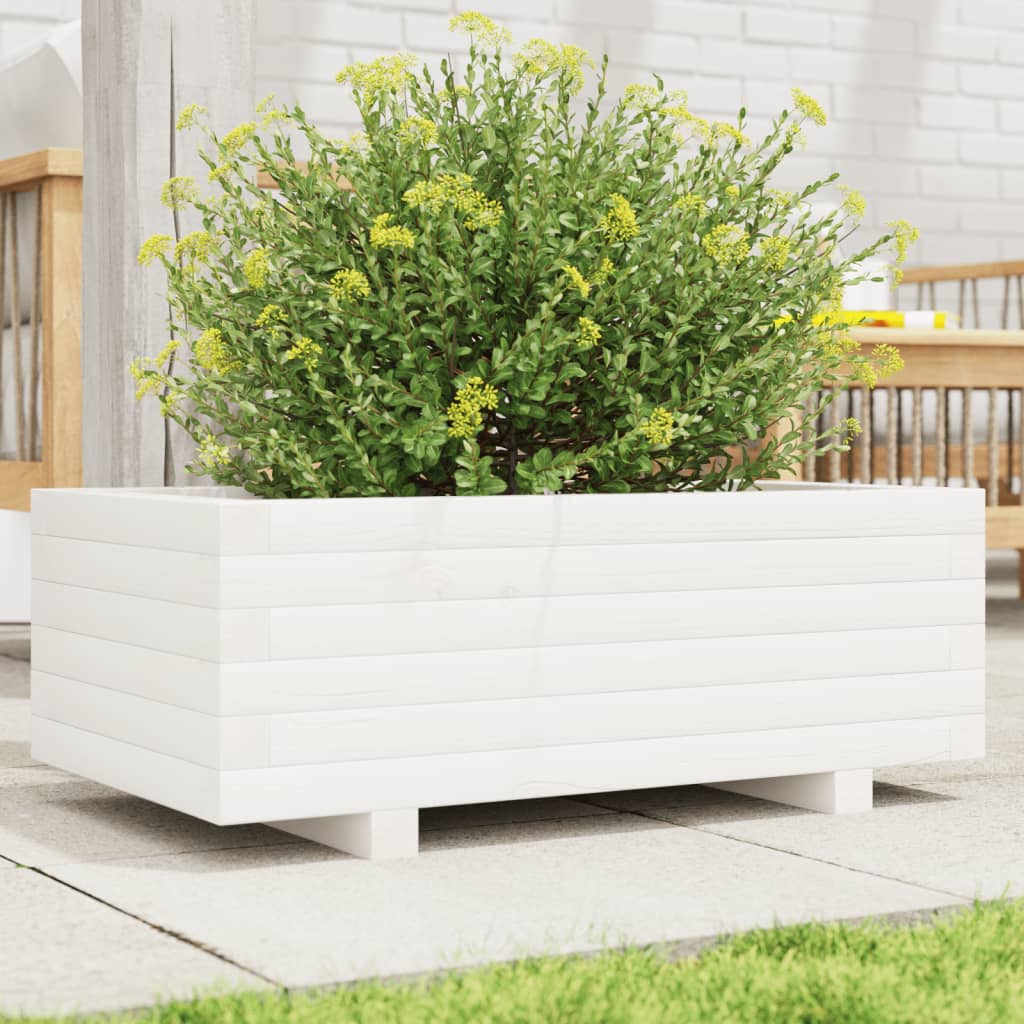 Plantekasse hvit 70x40x26,5 cm heltre furu