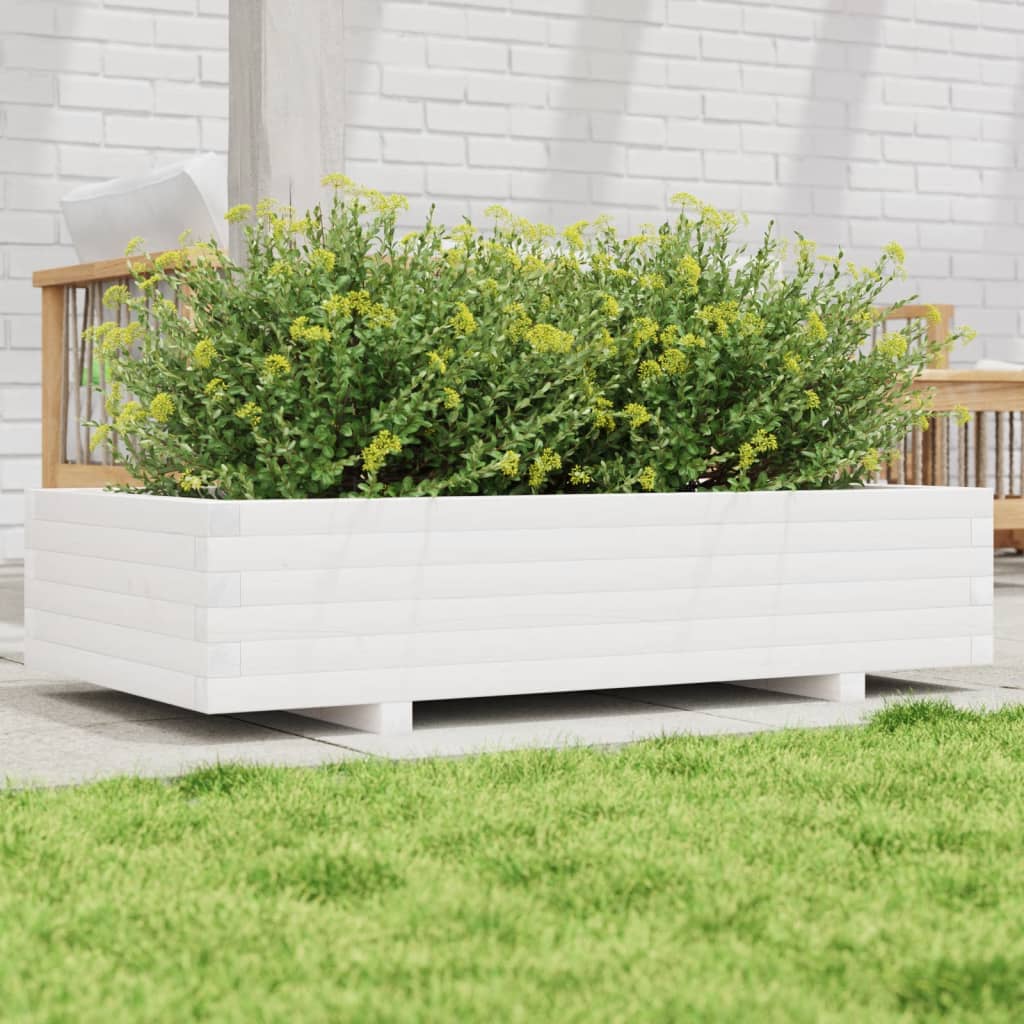 Plantekasse hvit 110x60x26,5 cm heltre furu