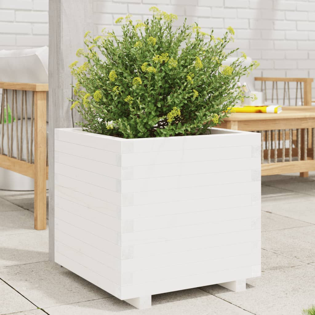 Plantekasse hvit 60x60x49,5 cm heltre furu
