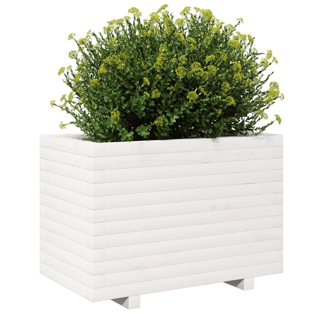 Plantekasse hvit 70x40x49,5 cm heltre furu