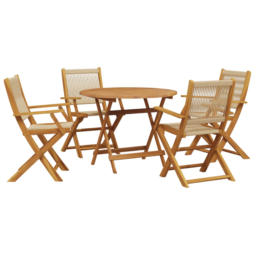 Hagespisegruppe 5 deler beige polypropylen og heltre