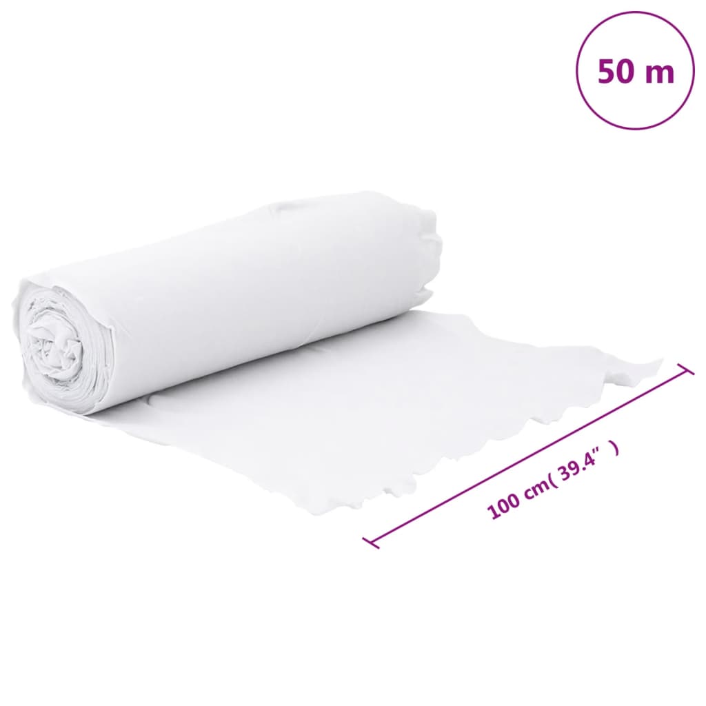 Geotextilmembran hvit 1x50 m polyesterfiber