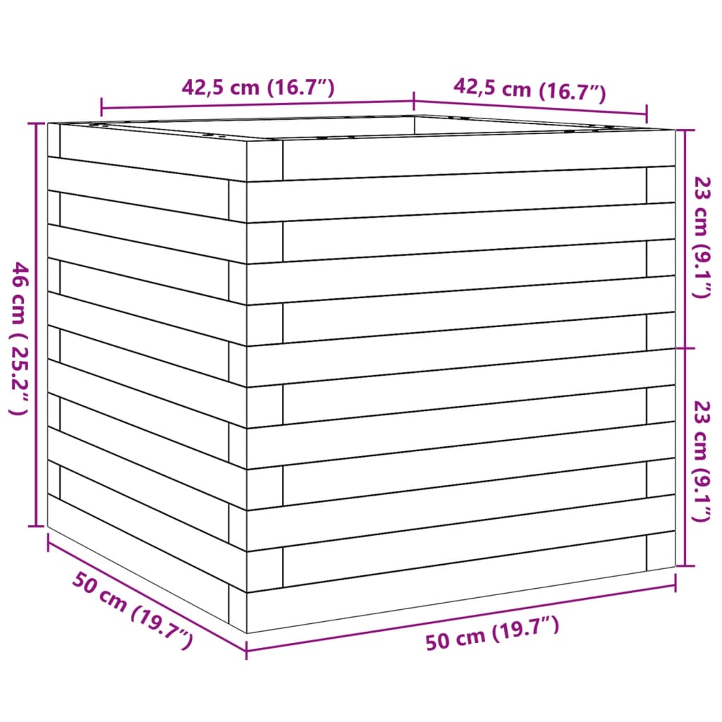 Hageplantekasse voksbrun 50x50x46 cm heltre furu