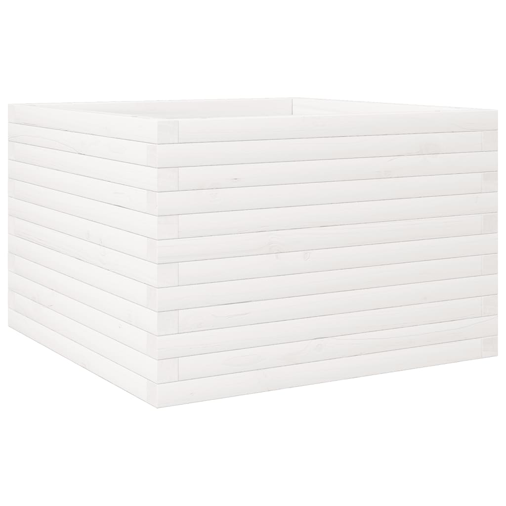 Plantekasse hvit 70x70x46 cm heltre furu