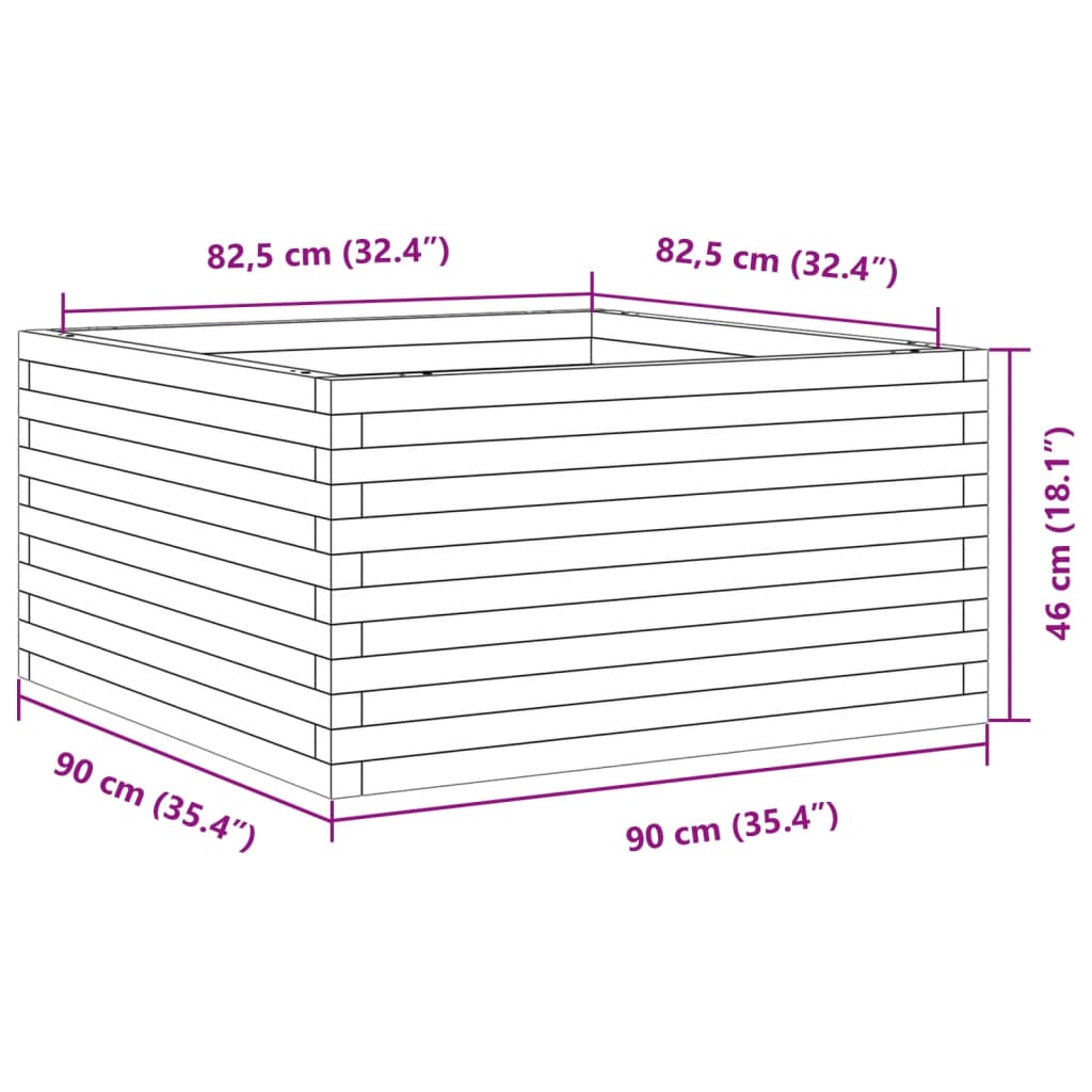 Hageplantekasse voksbrun 90x90x46 cm heltre furu