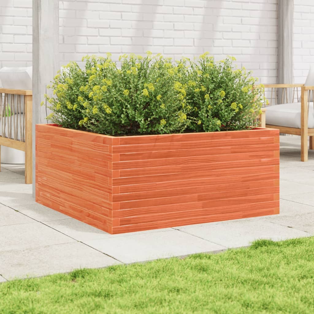 Plantekasse voksbrun 100x100x46 cm heltre furu