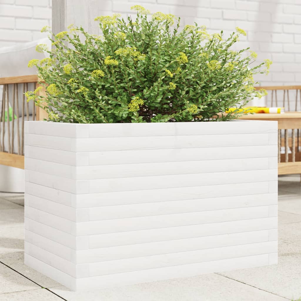 Plantekasse hvit 70x40x46 cm heltre furu
