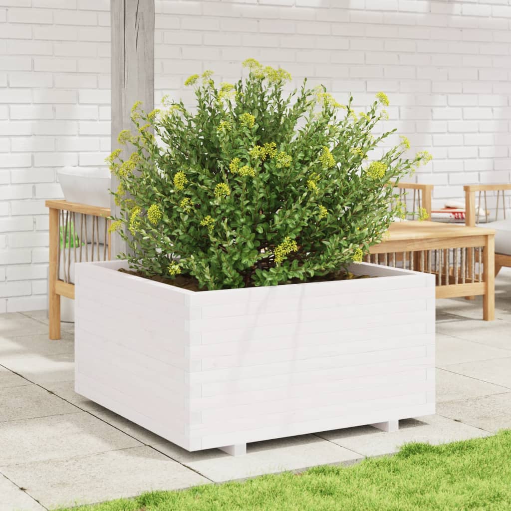 Plantekasse hvit 90x90x49,5 cm heltre furu