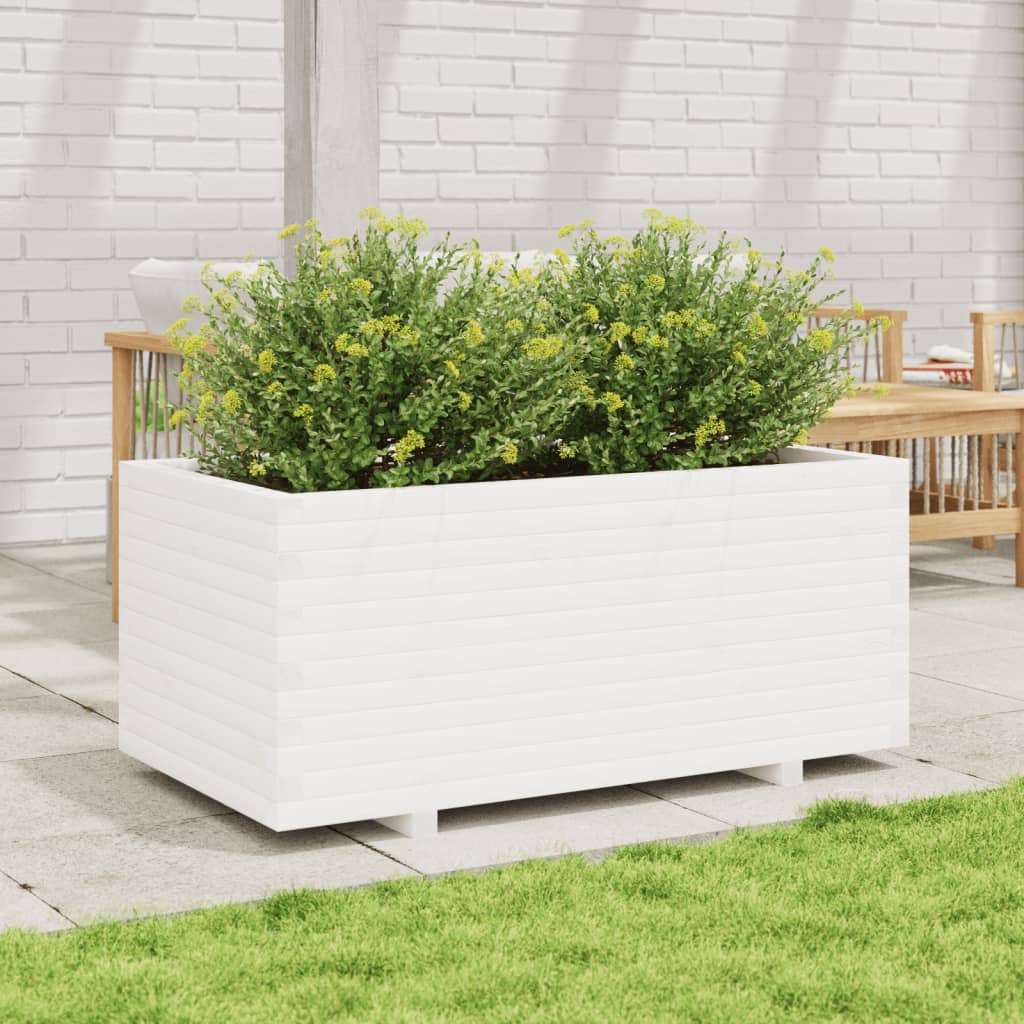 Plantekasse hvit 110x60x49,5 cm heltre furu