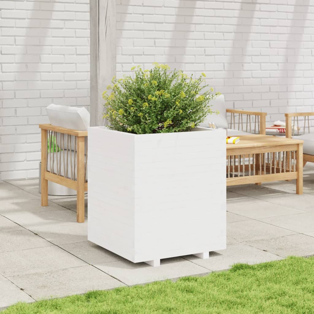 Plantekasse hvit 60x60x72,5 cm heltre furu