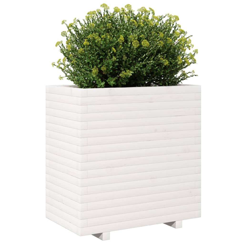 Plantekasse hvit 70x40x72,5 cm heltre furu