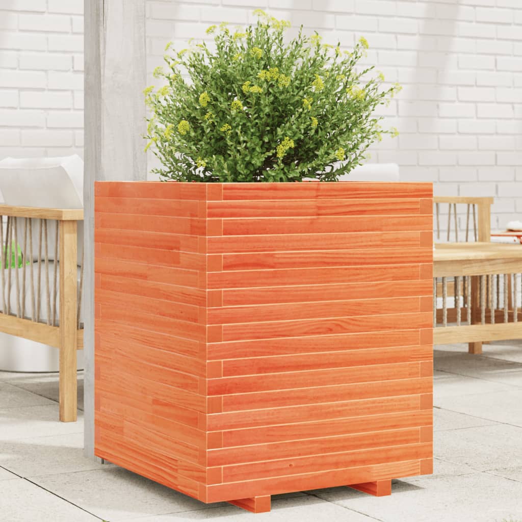 Plantekasse voksbrun 60x60x72 cm heltre furu