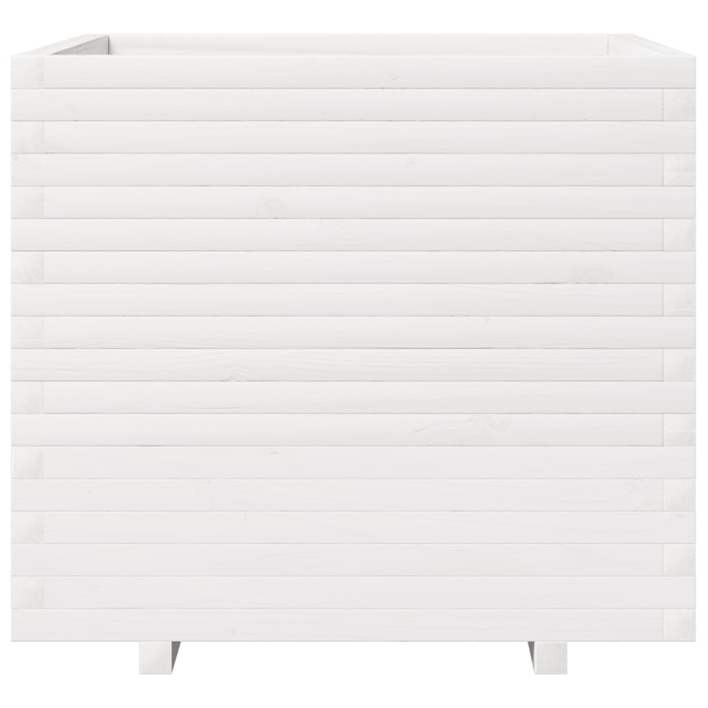 Plantekasse hvit 80x80x72 cm heltre furu