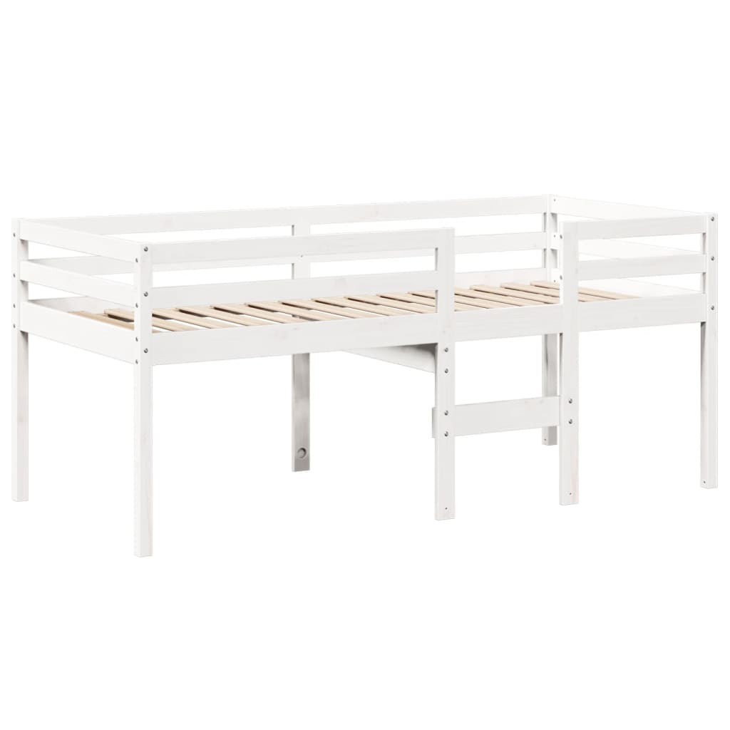 Høyseng med tak hvit 90x200 cm heltre furu