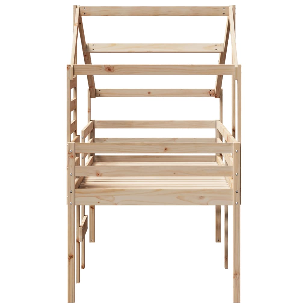 Høyseng med tak 90x190 cm heltre furu