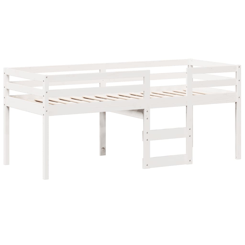 Høyseng med tak hvit 90x190 cm heltre furu