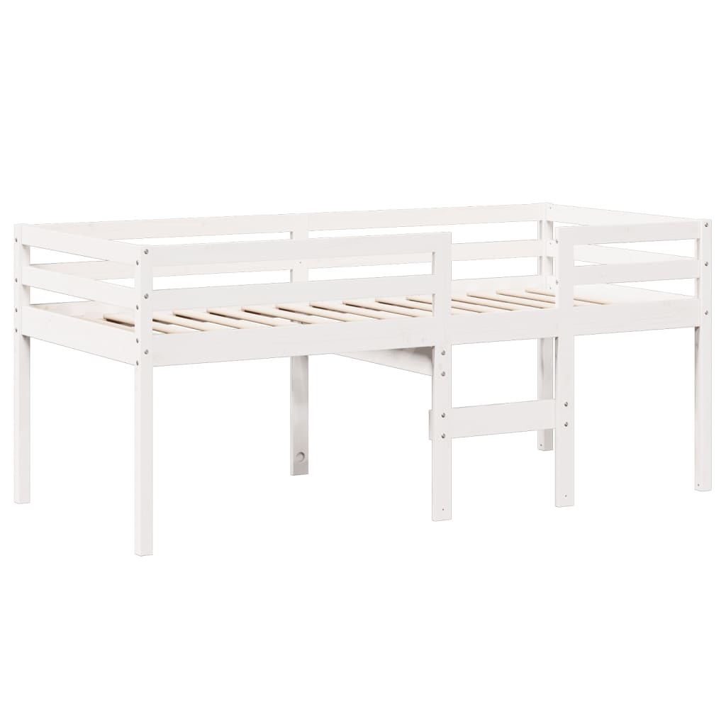 Høyseng med tak hvit 90x200 cm heltre furu