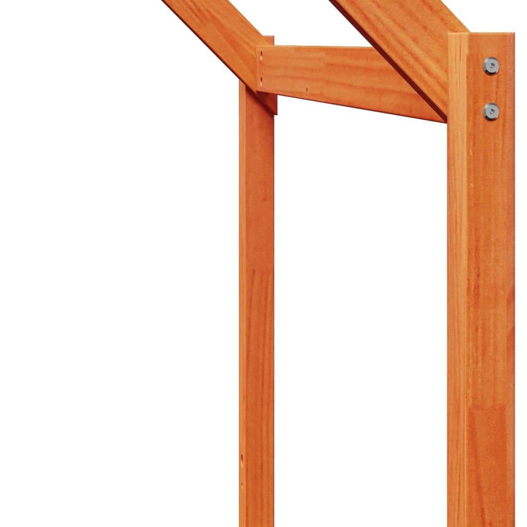 Høyseng med tak voksbrun 90x190 cm heltre furu