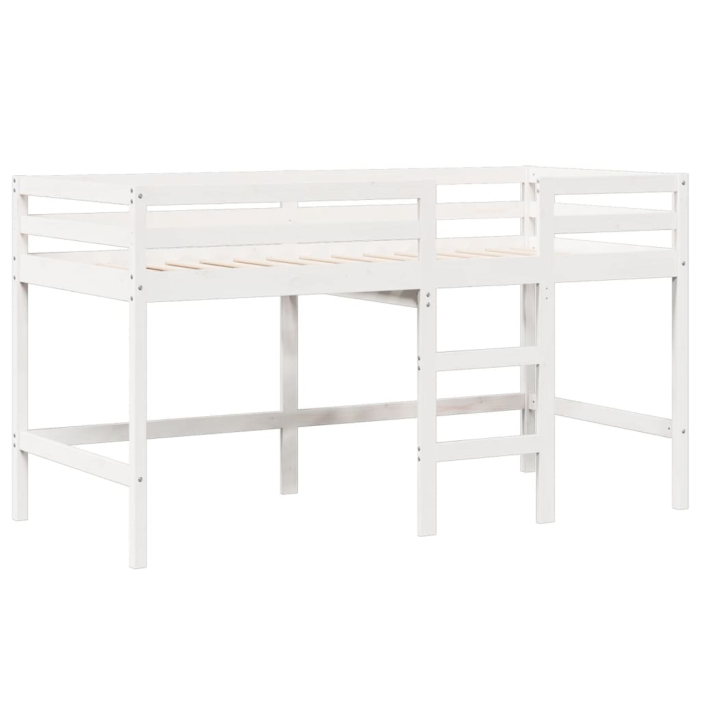Høyseng med tak hvit 75x190 cm heltre furu