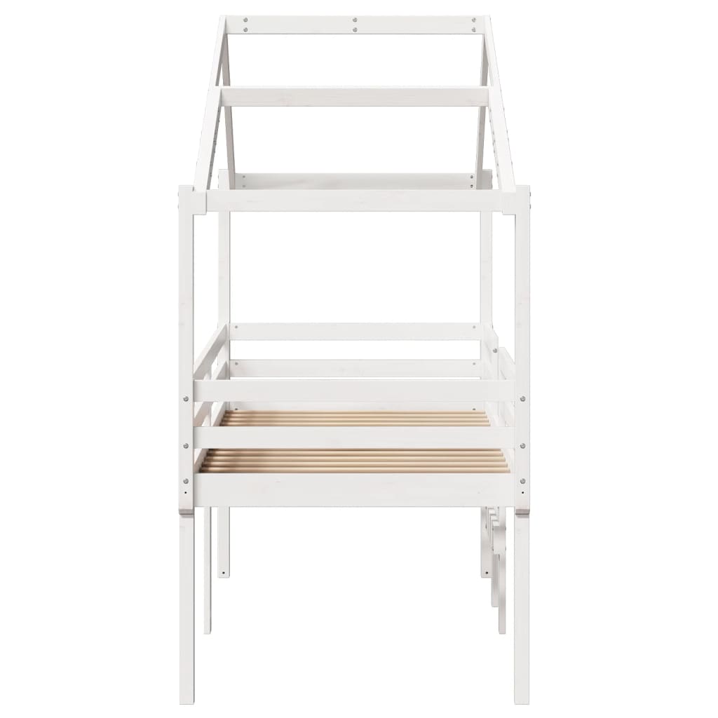Høyseng med tak hvit 75x190 cm heltre furu