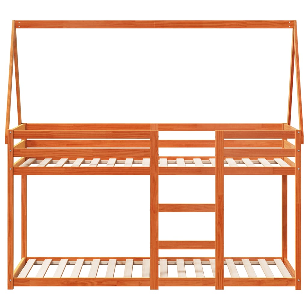 Barneseng med tak voksbrun 80x200 cm heltre furu