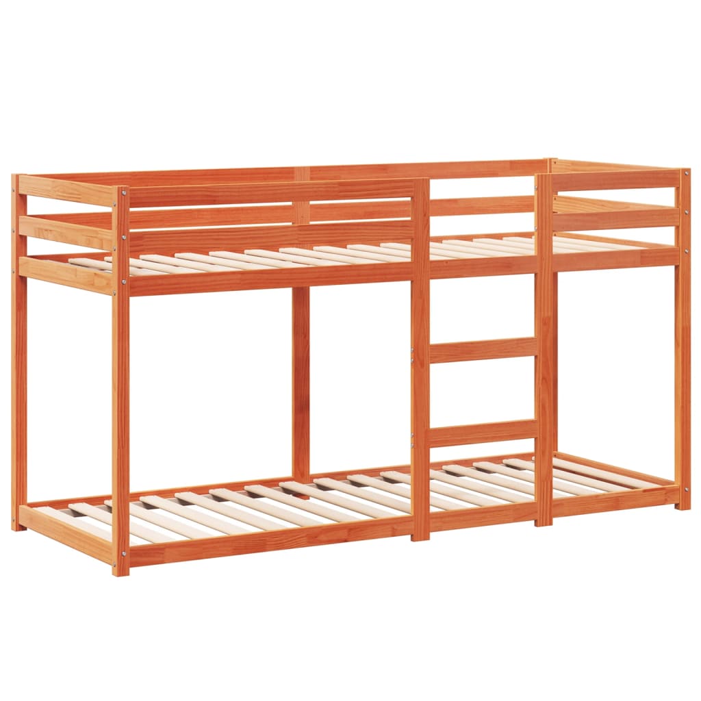 Barneseng med tak voksbrun 80x200 cm heltre furu