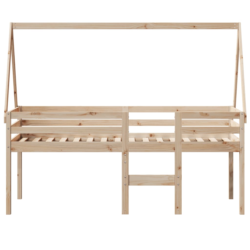 Høyseng med tak 80x200 cm heltre furu