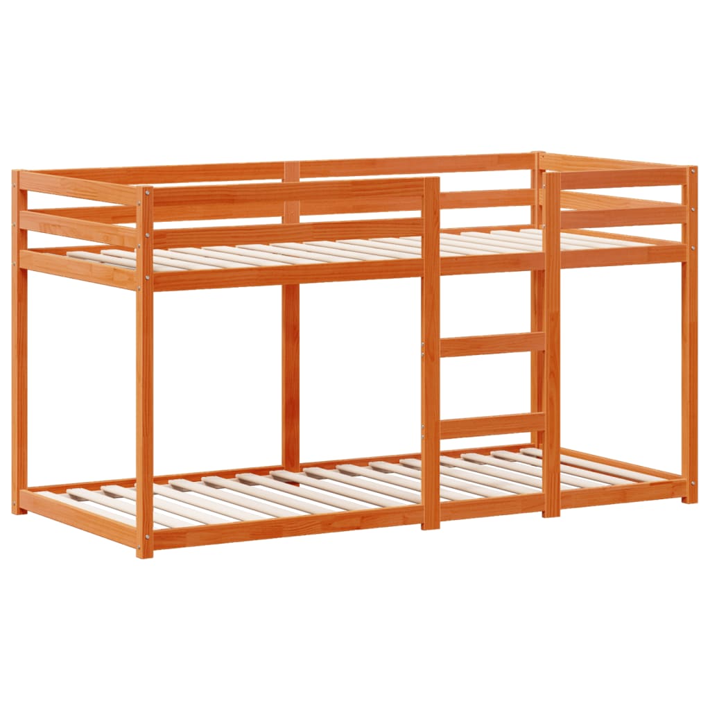 Køyeseng med tak voksbrun 90x200 cm heltre furu