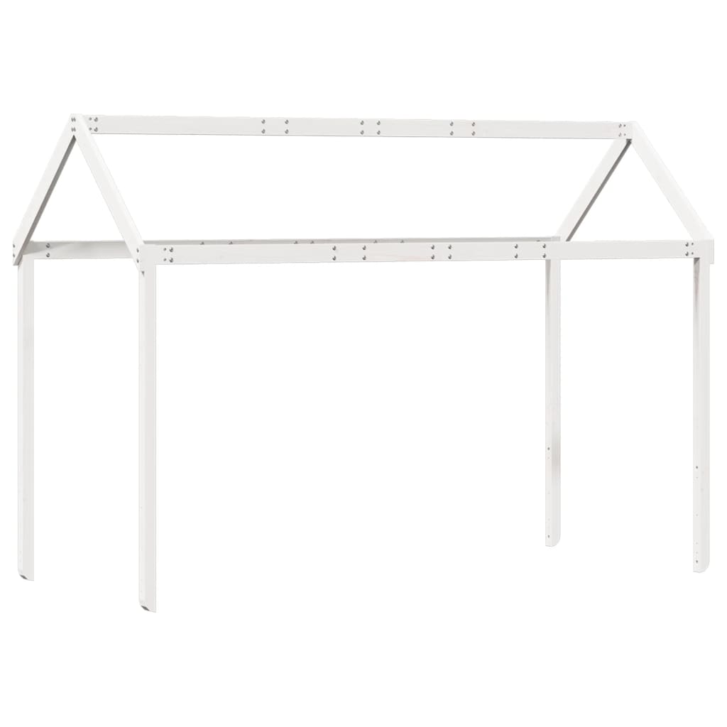 Høyseng med tak hvit 80x200 cm heltre furu