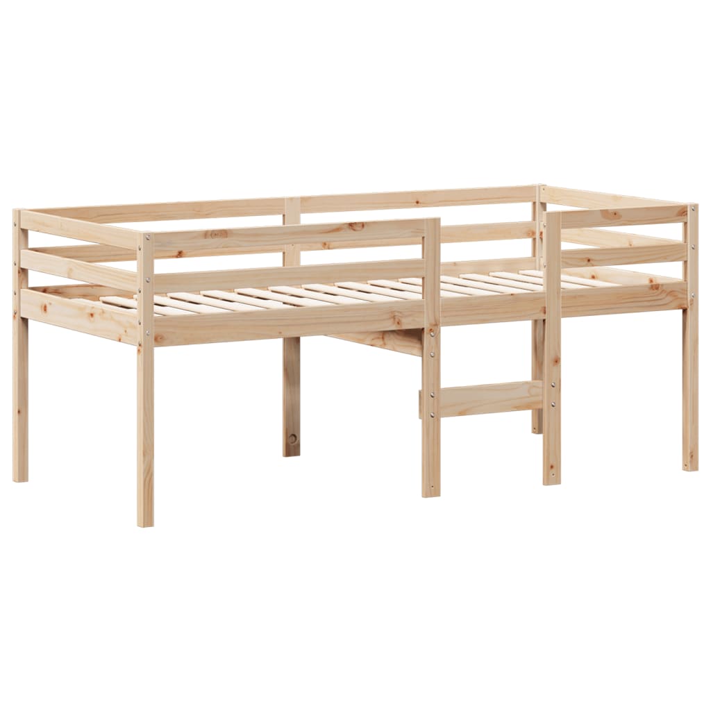 Høyseng med tak voksbrun 75x190 cm heltre furu