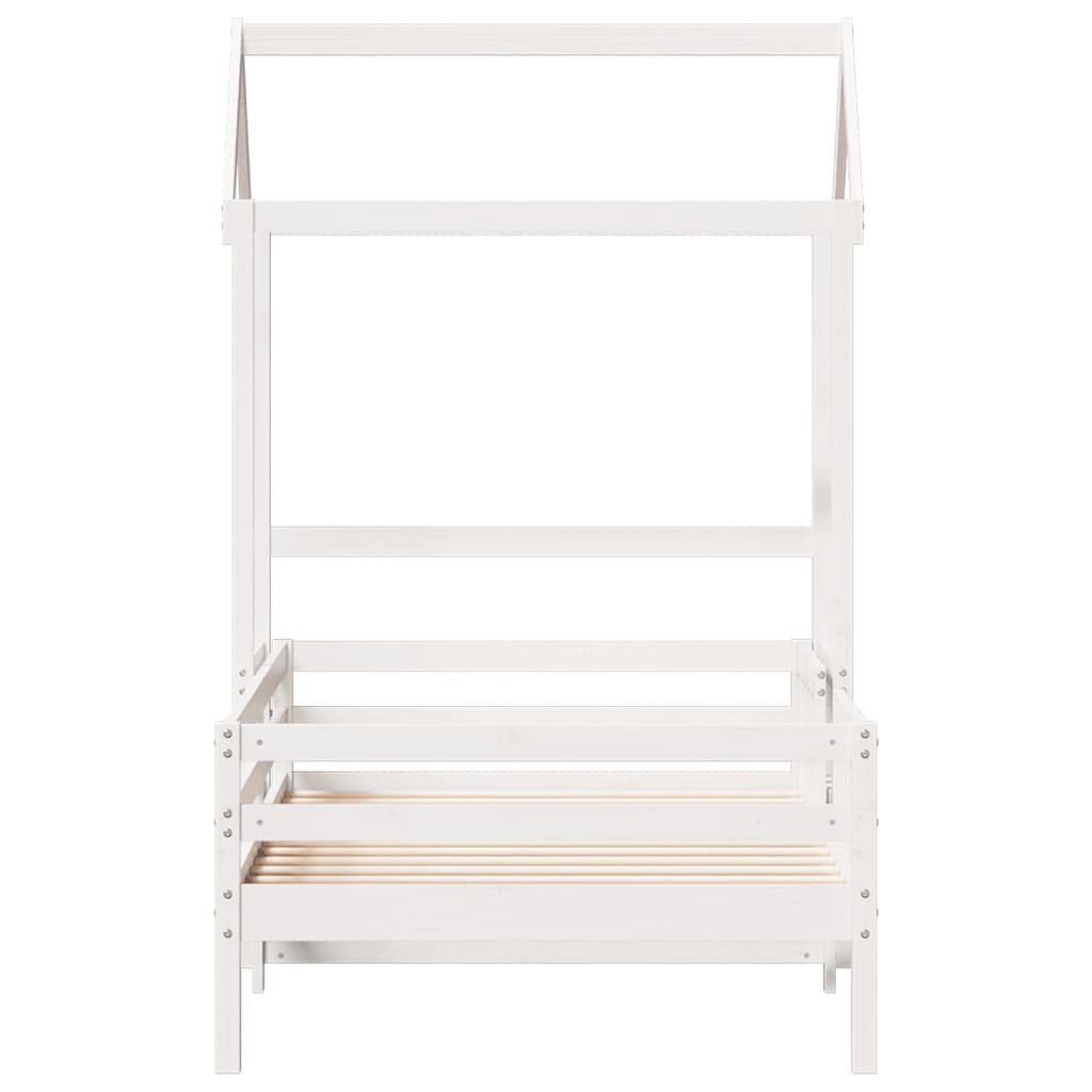 Sengeramme med tak hvit 75x190 cm heltre furu