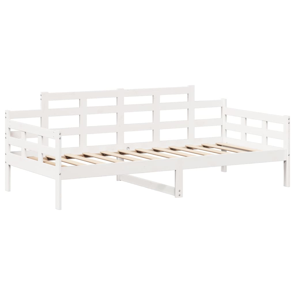 Sett med dagseng og benk med tak hvit 80x200 cm heltre furu