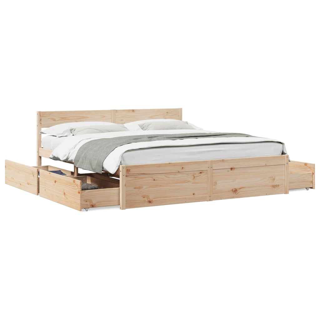 Sengeramme med madrass 200x200 cm heltre furu