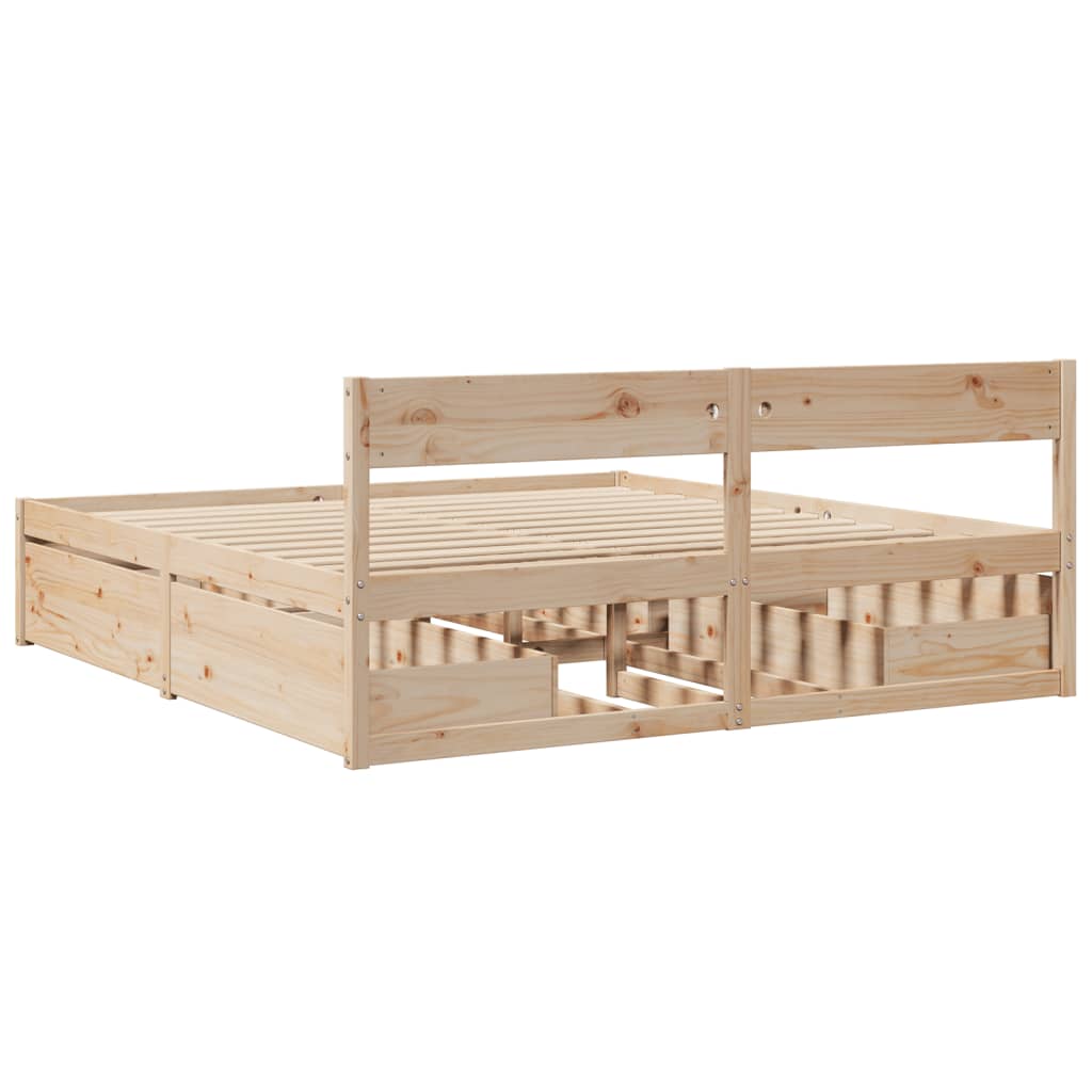 Sengeramme med madrass 200x200 cm heltre furu