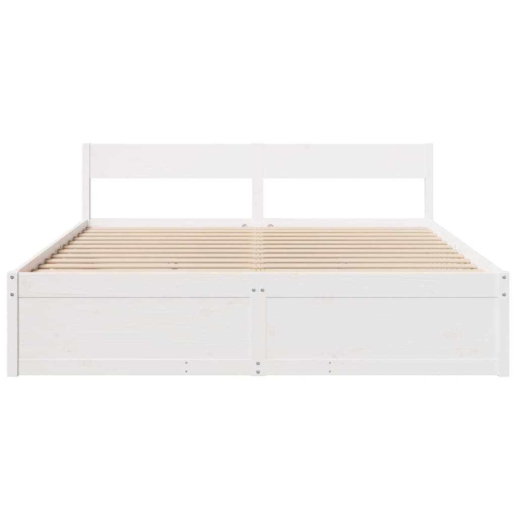 Sengeramme med madrass hvit 200x200 cm heltre furu