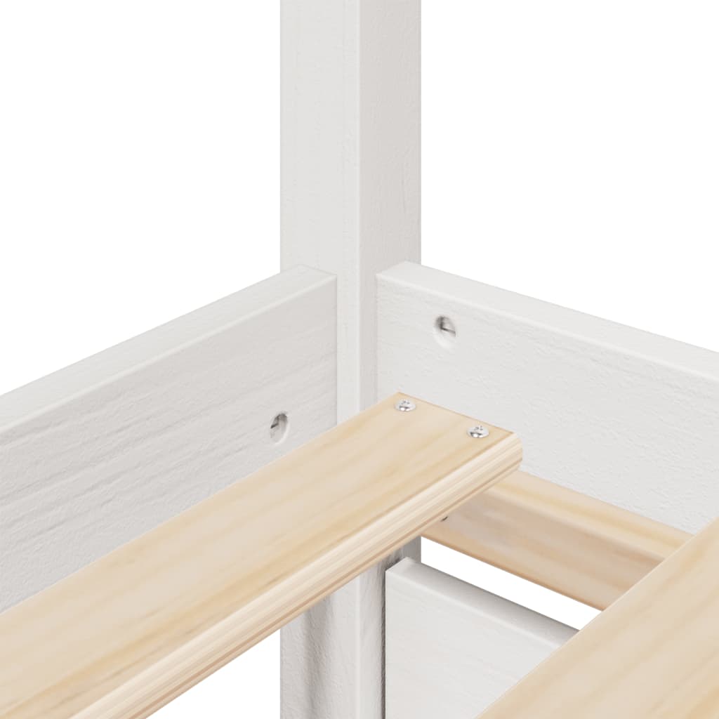 Sengeramme med madrass hvit 200x200 cm heltre furu