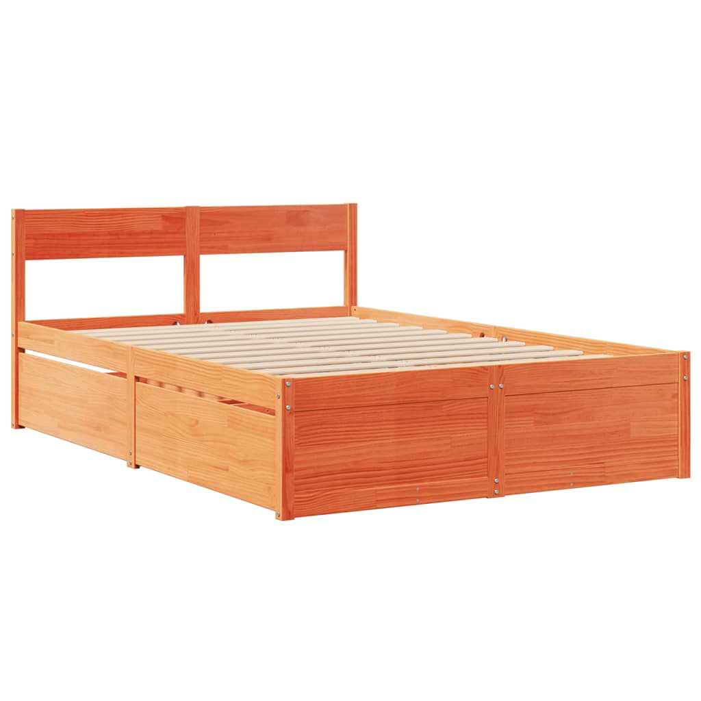 Sengeramme uten madrass voksbrun 140x190 cm heltre furu