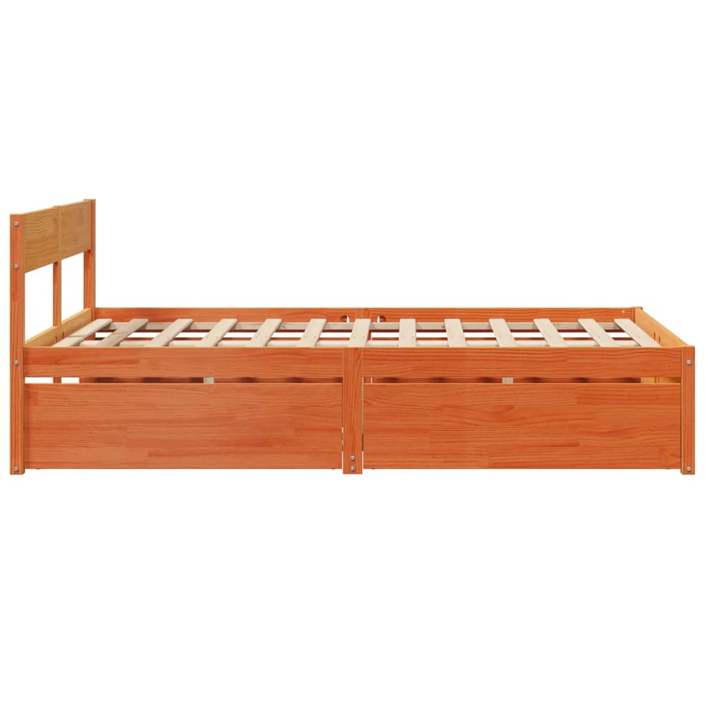 Sengeramme uten madrass voksbrun 140x190 cm heltre furu