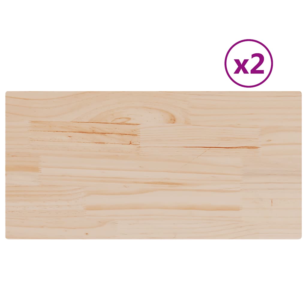 Bordplater 2 stk 70x35x1,7 cm rektangulær heltre furu