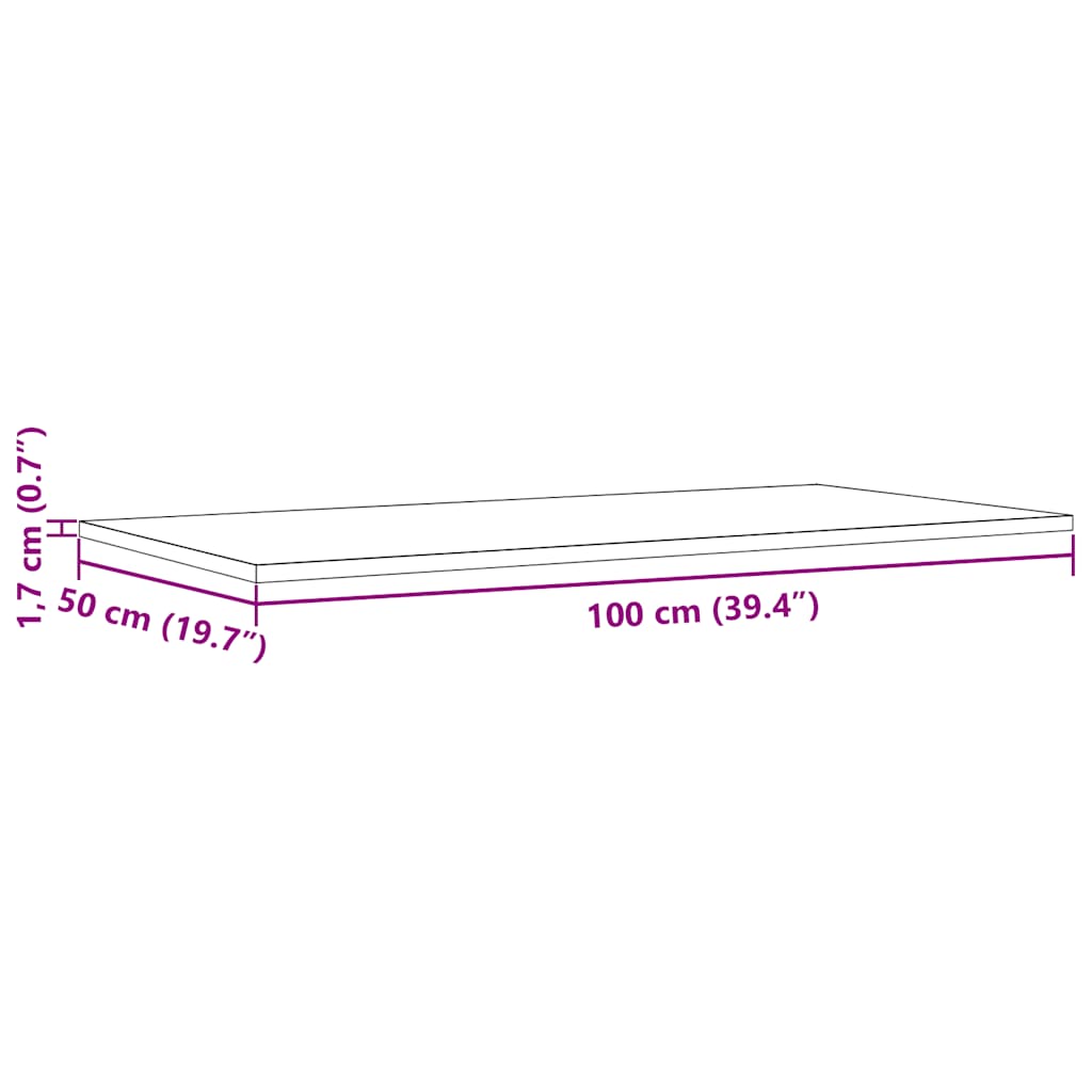 Bordplater 4 stk 100x50x1,7 cm rektangulær heltre furu vidaXL