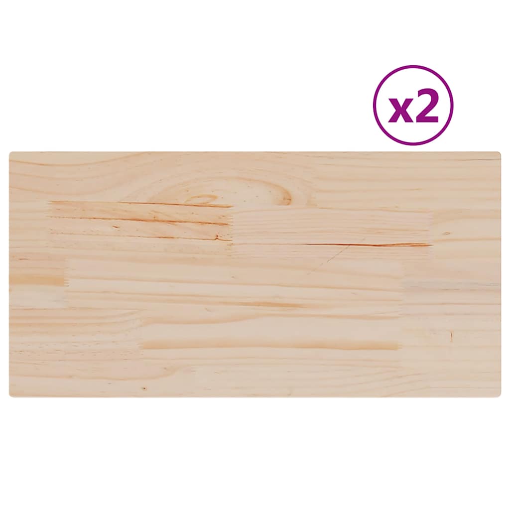 Bordplater 2 stk 60x30x2,5 cm rektangulær heltre furu