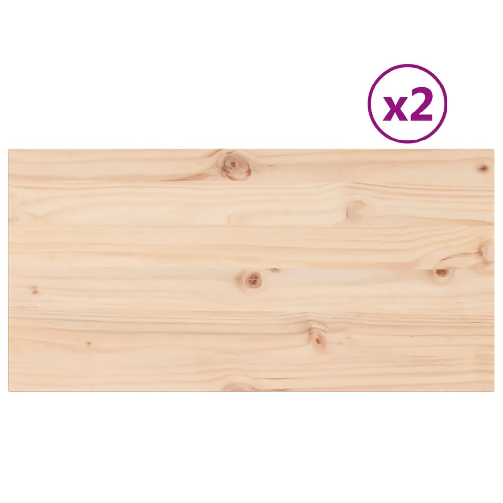 Bordplater 2 stk 90x45x2,5 cm rektangulær heltre furu