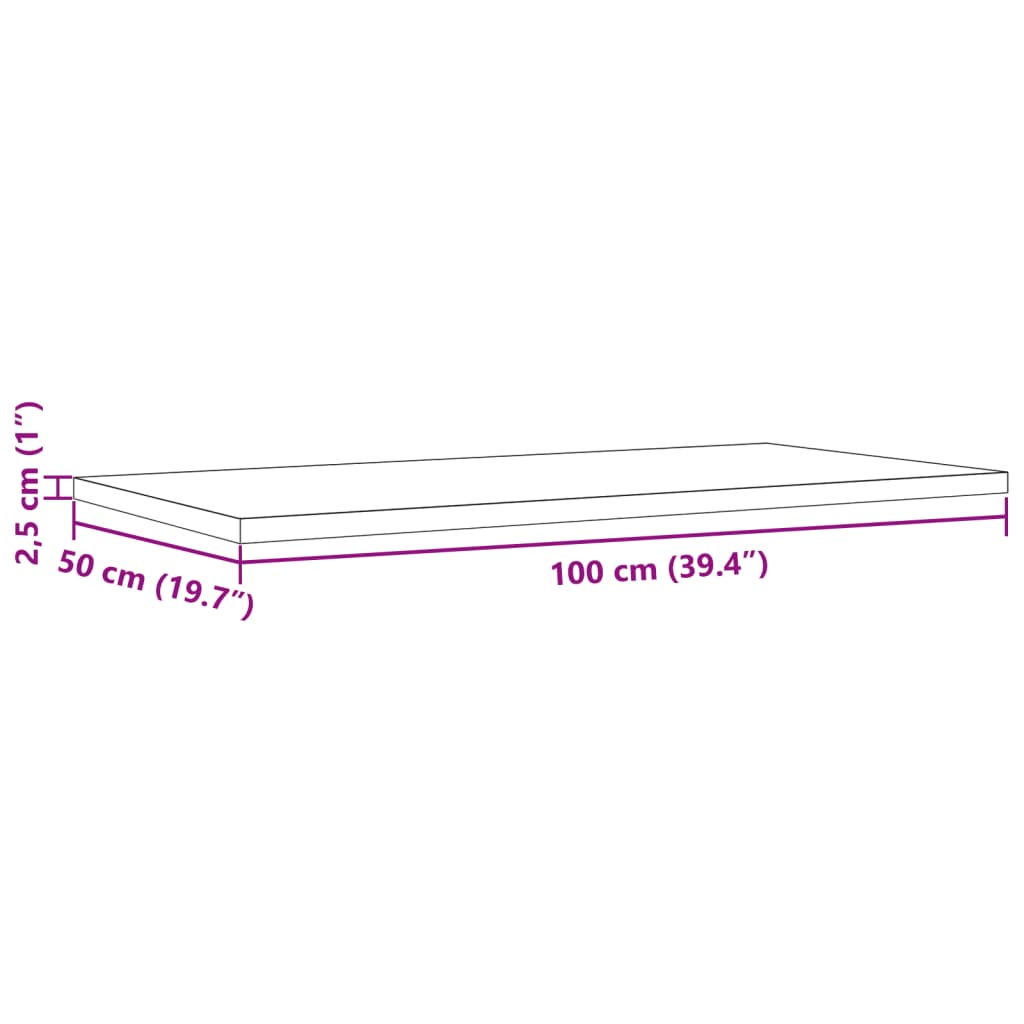 Bordplater 4 stk 100x50x2,5 cm rektangulær heltre furu