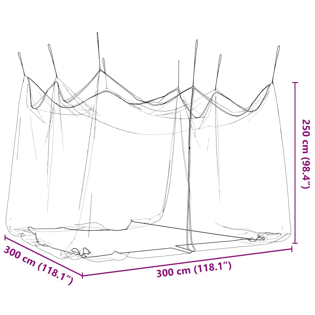 Myggnett for utendørs 220 mesh hvit 300x300x250 cm