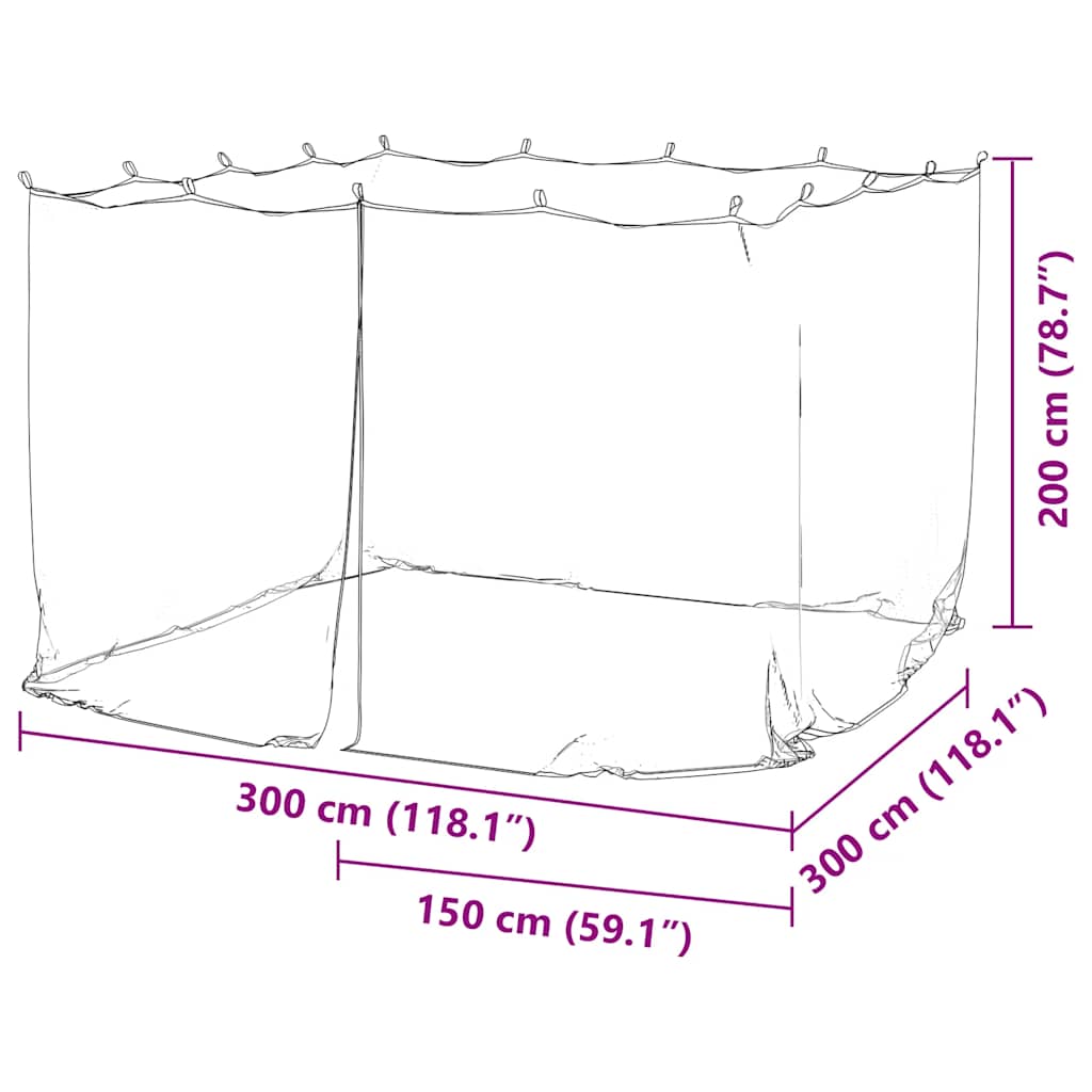 Myggnett for utendørs 220 mesh svart 300x300x200 cm