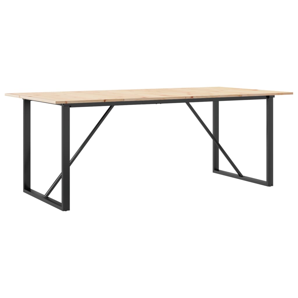 Spisebord O-ramme 200x100x75 cm heltre furu og stål
