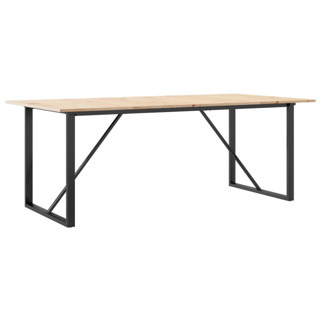 Spisebord O-ramme 200x100x75 cm heltre furu og stål