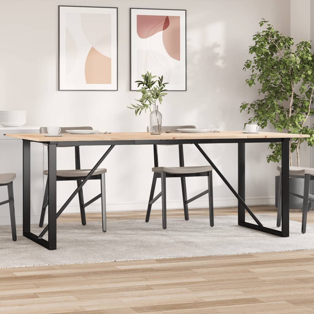 Spisebord O-ramme 200x100x75 cm heltre furu og stål