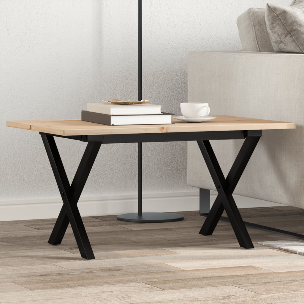 Salongbord X-ramme 80x50x40 cm heltre furu og stål