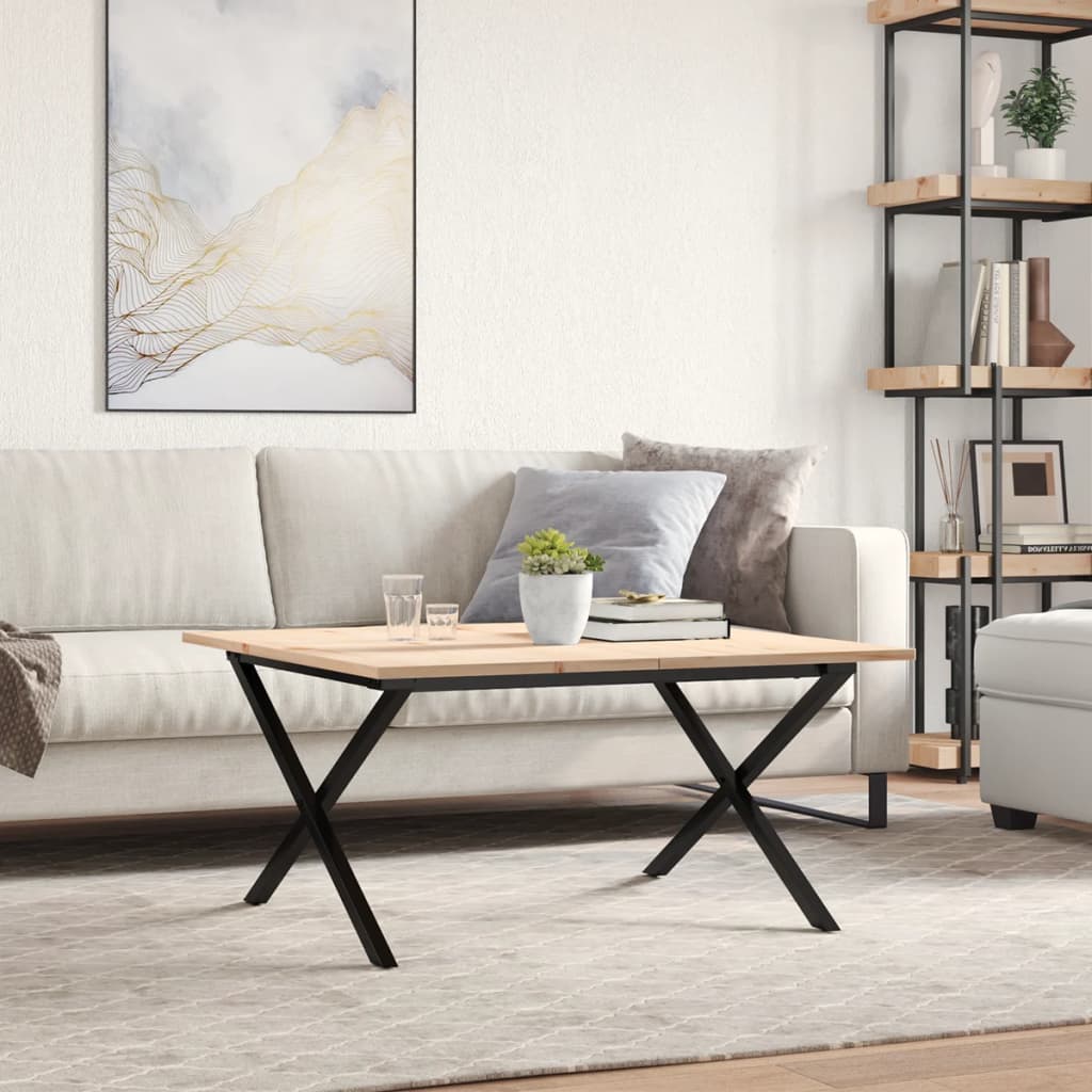 Salongbord X-ramme 80x80x45 cm heltre furu og stål vidaXL